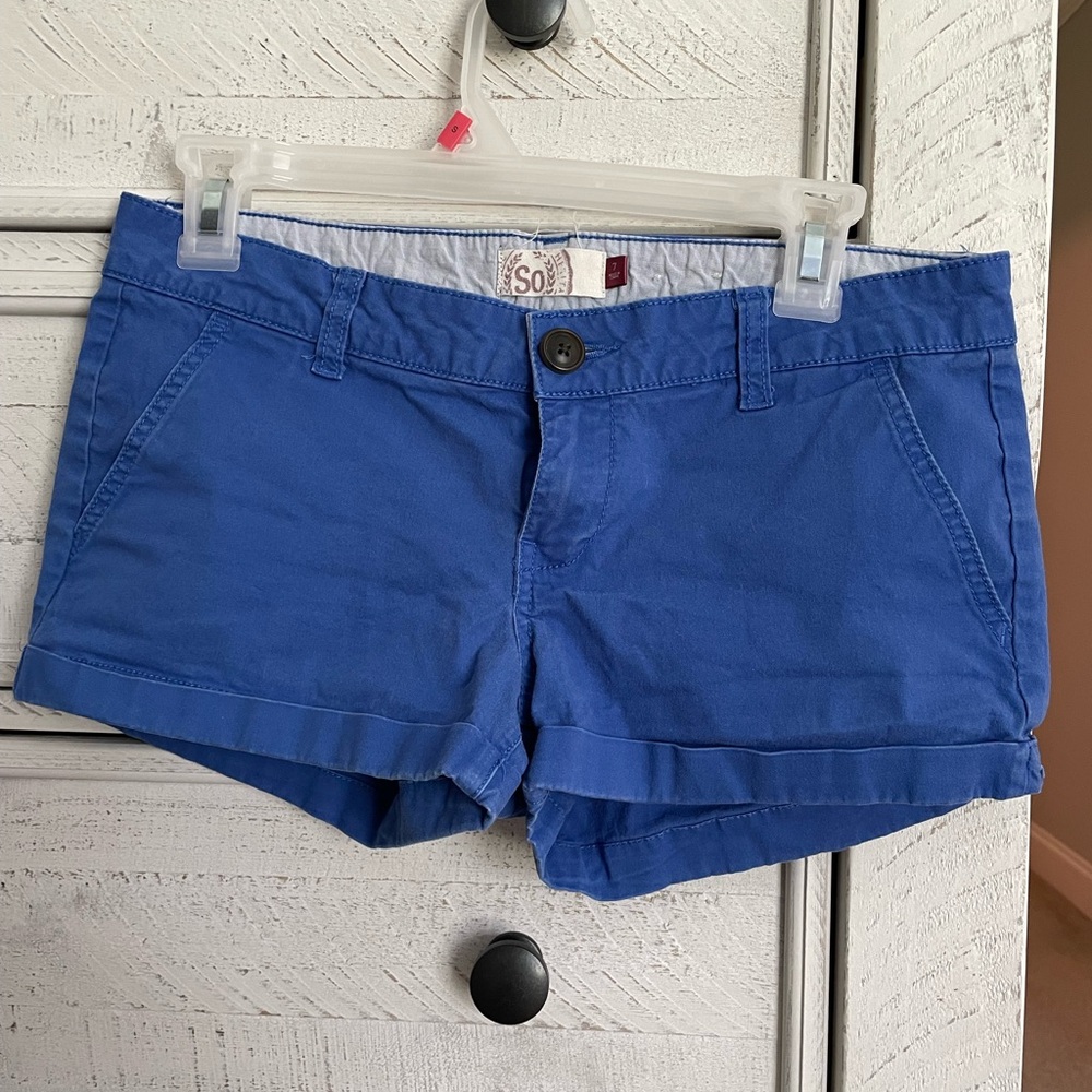 SO Blue and Red Shorts Vibrant Cotton Casual